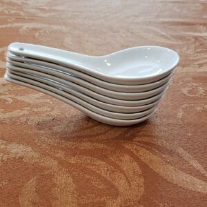 Pier 1 White Ceramic Tasting Soup Spoon Set